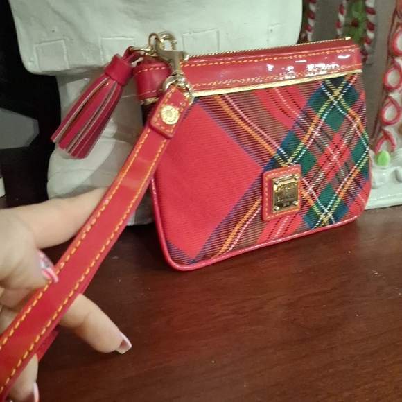 Dooney & Bourke Red and Green Plaid Wristlet - Picture 2 of 7